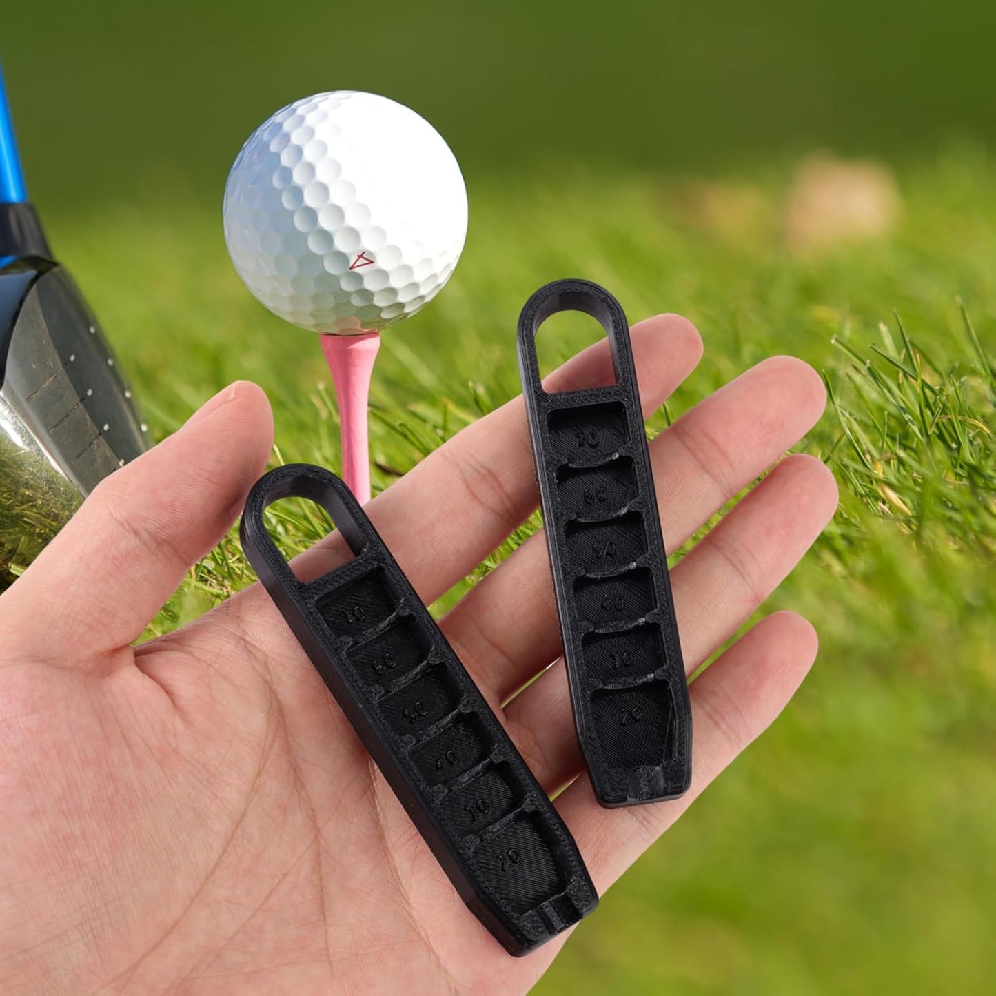 2pcs Golf Tee Height Adjuster, 6 Settings Precision Adjustable Golf Tee Elevator Tool Height Setter for Consistent Swings Training Accessories (Black)