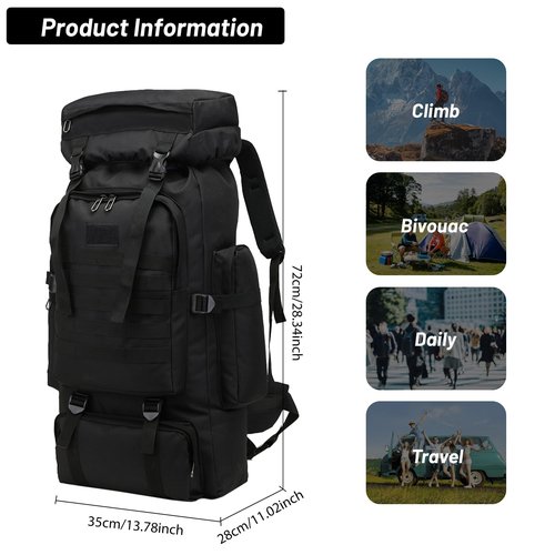 JUMAHE 80L 2Pcs Hiking Backpack for Men with Sling Tactical Backpack - Rucksack Molle Military Tactical Waterproof Lightweight Camping Backpack 3 Day Assault Pack for Travel, Climbing, Backpacking