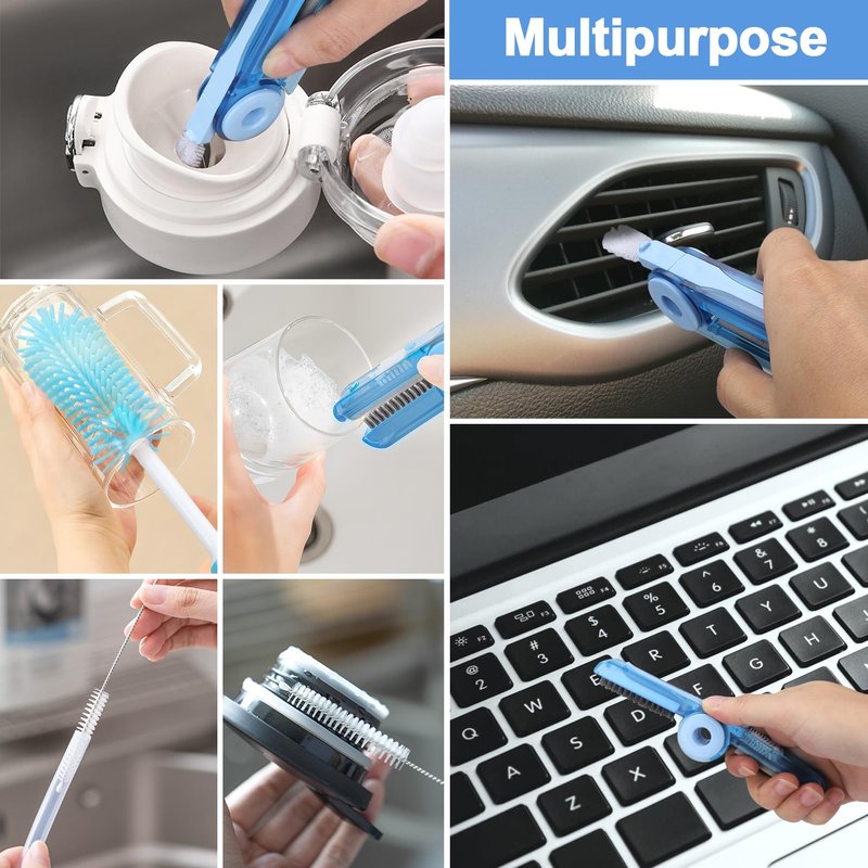 XANGNIER 5 Pcs Water Bottle Cleaner Brush Set for Owala Smooth Sip Slider Coffee Tumbler 12oz& 20oz,Silicone Boot Protector,Multifunctional Bottle Brush and Straw Cleaner Brush