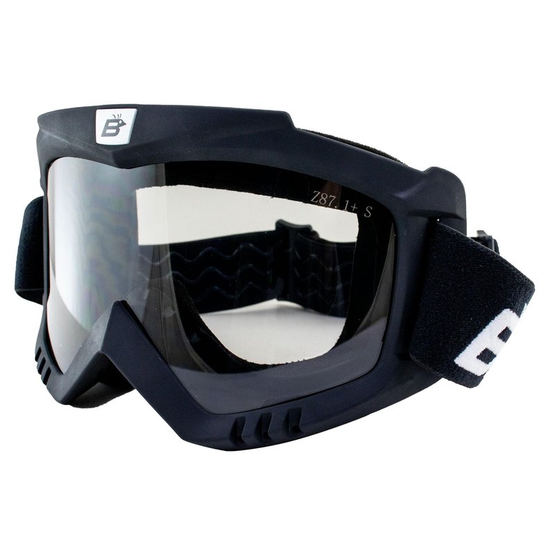 Birdz Eyewear Skullbird Black Padded ATV Motorcycle Riding Goggle with Face Mask Black with Yellow Lens