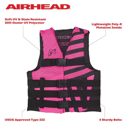 Airhead Women’s Trend Life Jacket, Coast Guard Approved, Small/Medium, Pink