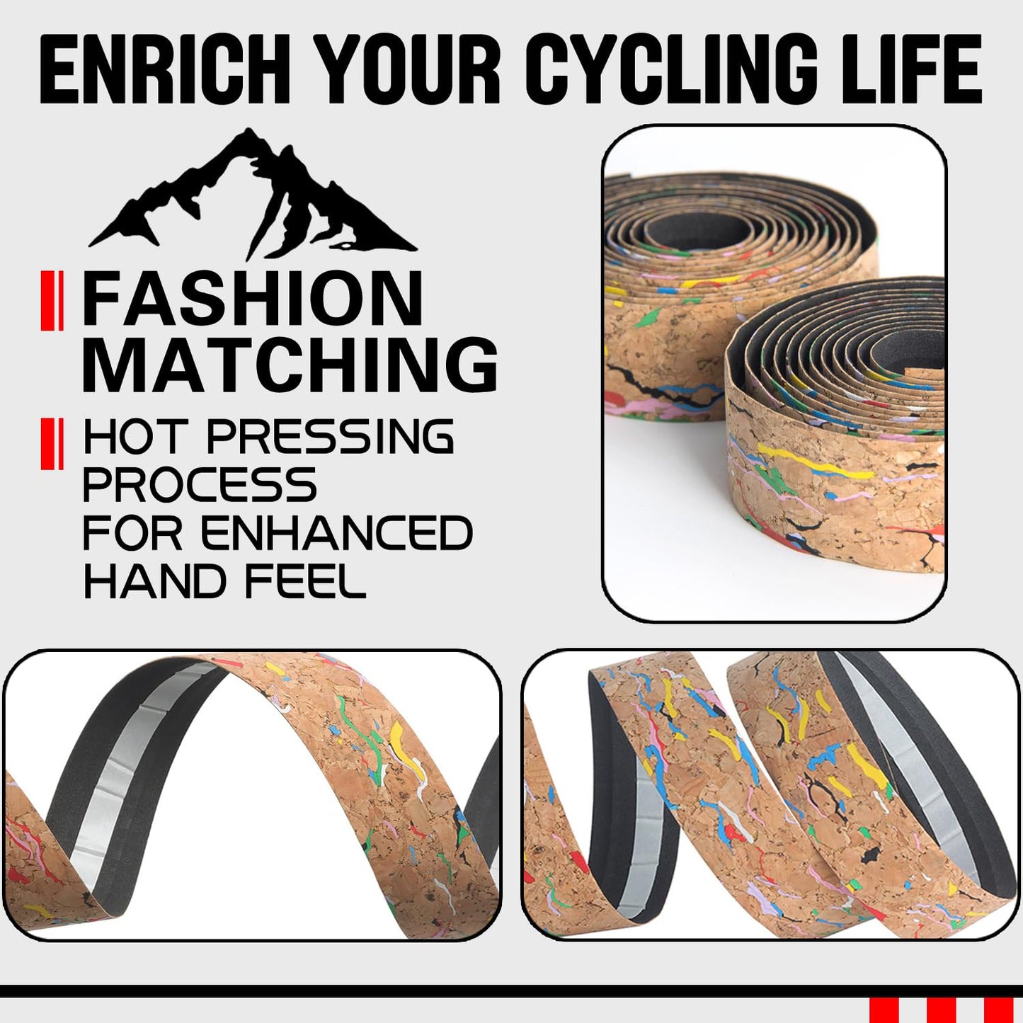 2pcs Bicycle Bar Tape, Bike Handlebar Tape, Road Bicycle Handlebar Tape, Cycling Grip Tape, with 4pcs Handlebar End Plugs, Soft Comfortable, Wear Resistant, Black