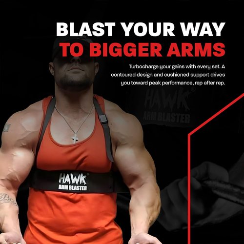 Hawk Sports Arm Blaster for Biceps & Triceps, Heavy Duty Aluminum with Thick Neoprene Padding for Neck Support, Adjustable Straps for Weightlifting & Bodybuilding, Portable Arm Workout Equipment