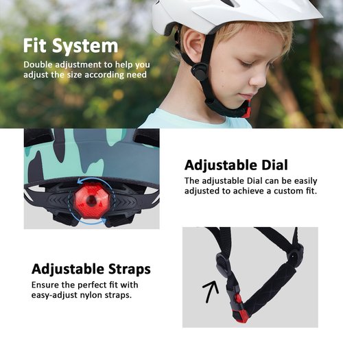 Toddler Kids Bike Helmet, Adjustable Youth Boys Girls Helmets for Ages 2-5-8-14 Years, Child Helmet with Visor and LED Light, Lightweight Multi-Sport Bicycle Scooter Skate Cycling Helmets
