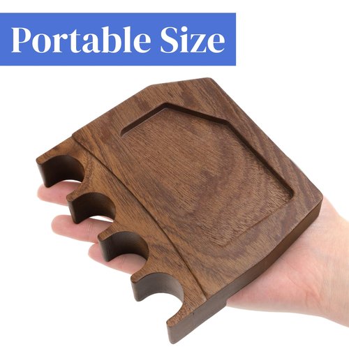 Eorbow 4-Hole Wood Pool Cue Holder, Portable Weighted Billiard Stick Rack, Non-slip Cue Holder Claw with Chalk Holder, Solid Cue Rest with Deepen Notch for Billiard Table Bar Chair