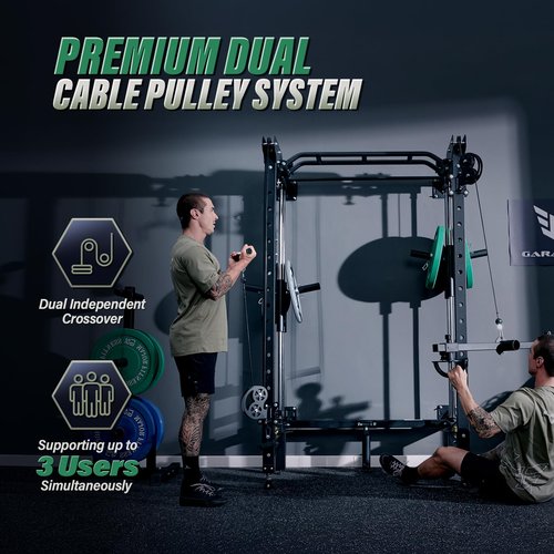 MAJOR FITNESS F35 Folding Power Rack, with Lever Arms, 4-in-1 Home Gym with Cable Pulley System, Multi-Grip Pull-Up Bar, Landmine, 80+ Exercises Space-Saving Gym