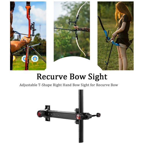 Single Pin Archery Recurve Bow Sight-Aluminum T-Shaped Left Right Handed Adjustable Bow Sight for Metal and Wooden Recurve Bow.
