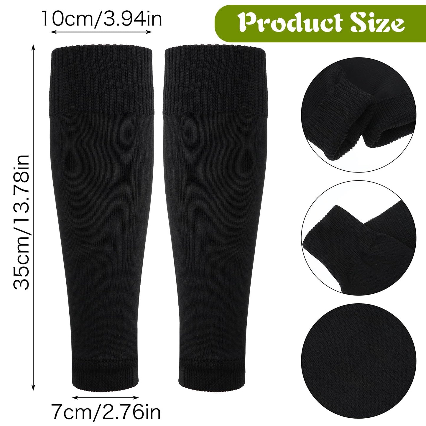 3 Pairs Soccer Leg Sleeves Kid Soccer Sleeve Socks Sock Pre-Cut Soccers Sleeves Athletic Socks for Youth Boys Girls Men Women Football Baseball Softball Rugby Festival Gifts 13.78 Inch Black Nylon
