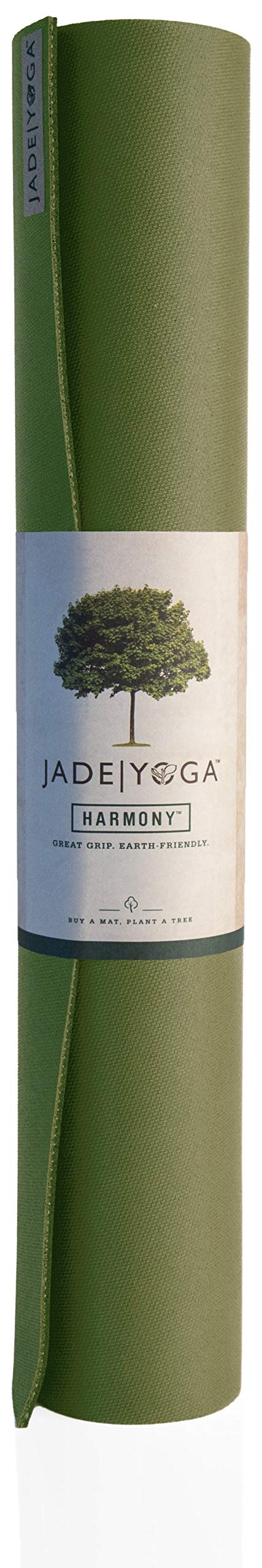 JadeYoga Harmony Yoga Mat- Durable & Thick Gym Fitness Mat, Non-Slip Natural Rubber Yoga Mat- Home Exercise & Stretching Mat, Workout Mat- Yoga, Pilate & Meditation for Women & Men (Olive Green, 68'')