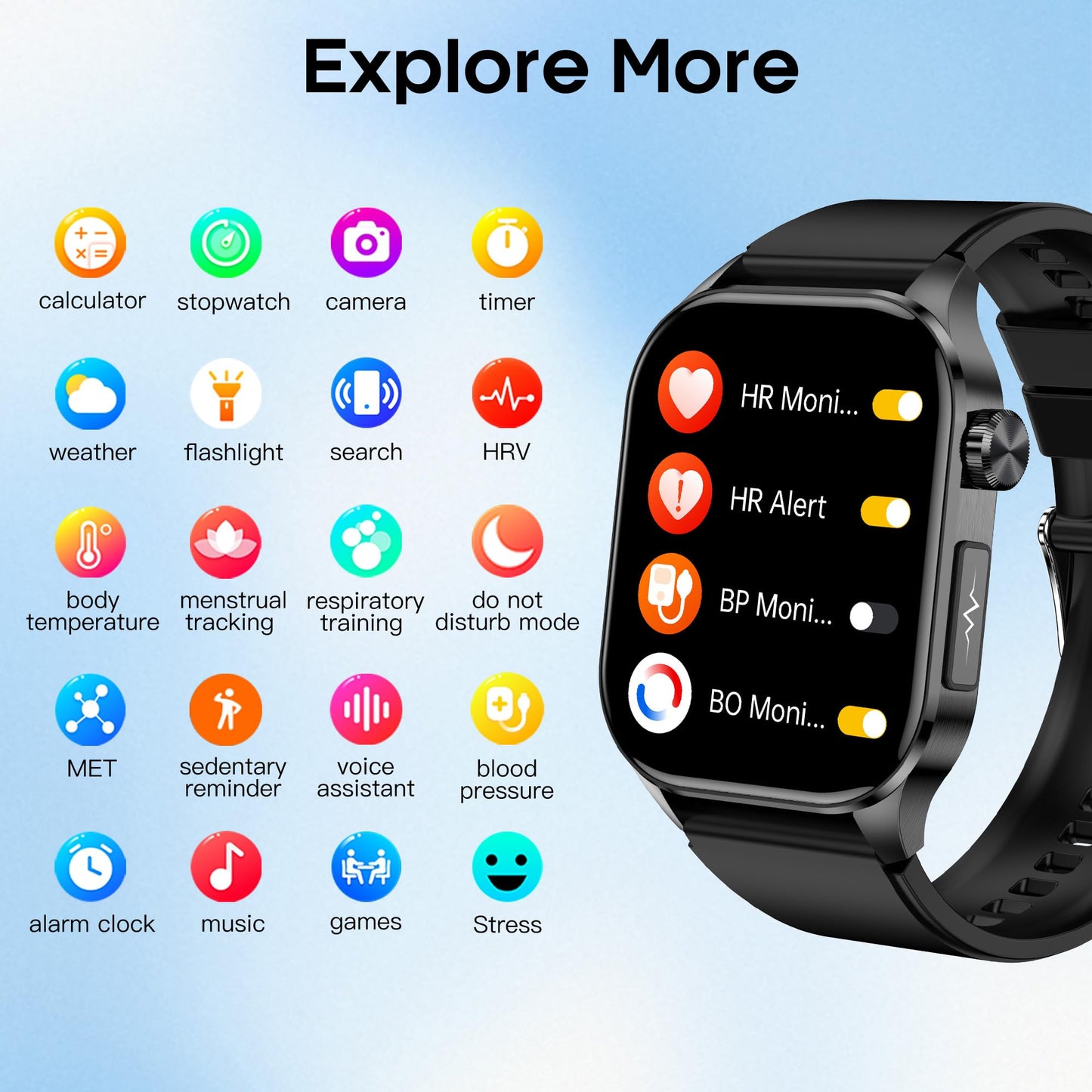 Smart Watch for Men Women with Bluetooth Calls, Blood Pressure Heart Rate Blood Oxygen Stress HRV Monitor Sleep Tracker, 150+ Sports Modes Fitness Tracker, IP68 Waterproof, Pedometer For Android/iOS