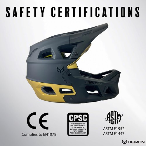 Demon United Podium X MIPS Full Face Mountain Bike Helmet- Removable Fit Pad Options- Advanced Venting System-Lightweight - Fullface DH BMX MTB Helmet (Midnight Stealth Black, Small/Medium 55-58 CM)