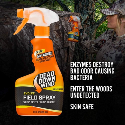 Dead Down Wind Evolve 3D Field Spray, Unscented Hunting Spray for Odors, Hunting Accessories, Clothes, and Gear, 12oz Refill & Spray Bottle