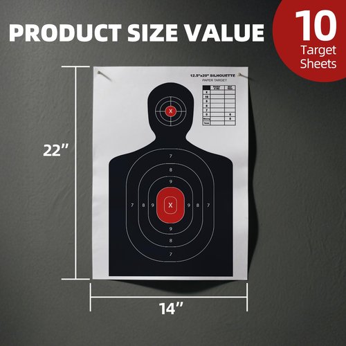 10PCS Paper Targets for Shooting Range, 14X22 Inches Shooting Targets for Indoor and Outdoor Use, Perfect for Handguns, Pistols, Rifles, Airguns, Pellet Gun and BB Guns by krlladetiy