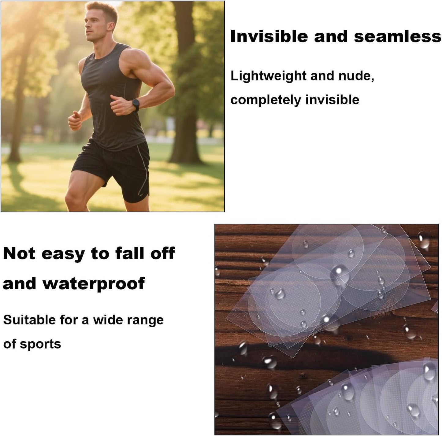 100pcs/50 Pairs Men's Nipple Covers, White PE Nipple Guards Tape Sticker Patches Anti-Chafing Invisible Protector for Running Gym Sports Accessories & Daily Wear