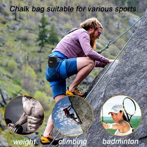 HipierFx Rock Climbing Chalk Bag with Belt Zipper Pocket and Adjustable Strap for Bouldering Weightlifting Powerlifting Gym Workout Lifting Crossfit