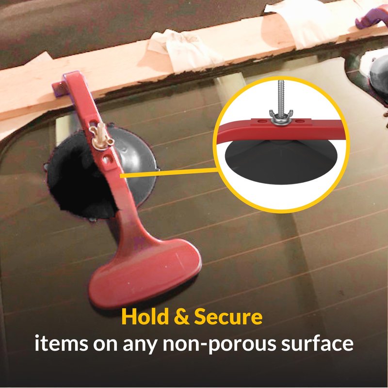 BRIXWELL Suck N Clamp Adjustable Cup Clamps, Acrylonitrile Butadiene Styrene Material, 7-1/8" Length, 3-3/8" Cup Diameter, Adjustable Clamp Set, Pack of 6, Red Finish