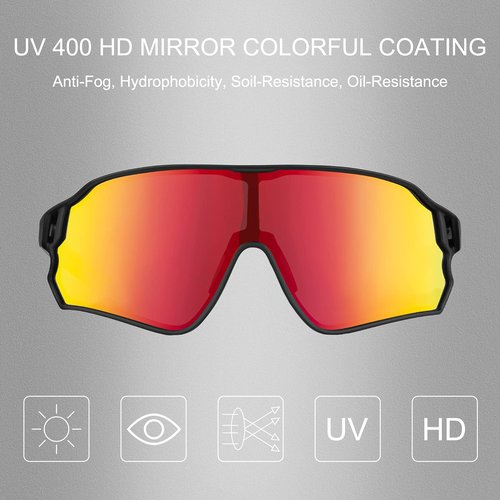 ROCKBROS Polarized Sunglasses for Men Women UV Protection Cycling Sunglasses (Black)