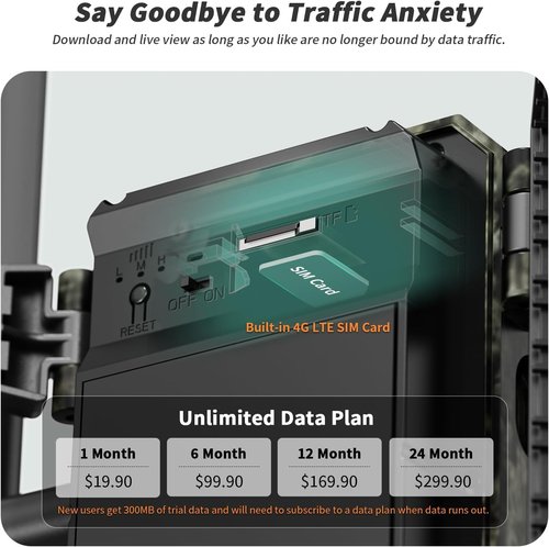 SEHMUA Cellular Trail Cameras with Live Streaming, Built-in 4G LTE SIM Card, Phone Access, Solar Powered Game/Deer Camera, Motion Activated, 0.2s Trigger Time, Low Light Night Vision, IP66 Waterproof