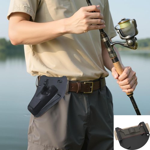 Fishing Rod Hip Holster - Quick-Release Belt Holder & Saltwater-Proof Nylon for Fly, Bank, Beach Fishing - 0.5s Access, Secure 3-Point Lock (Black)
