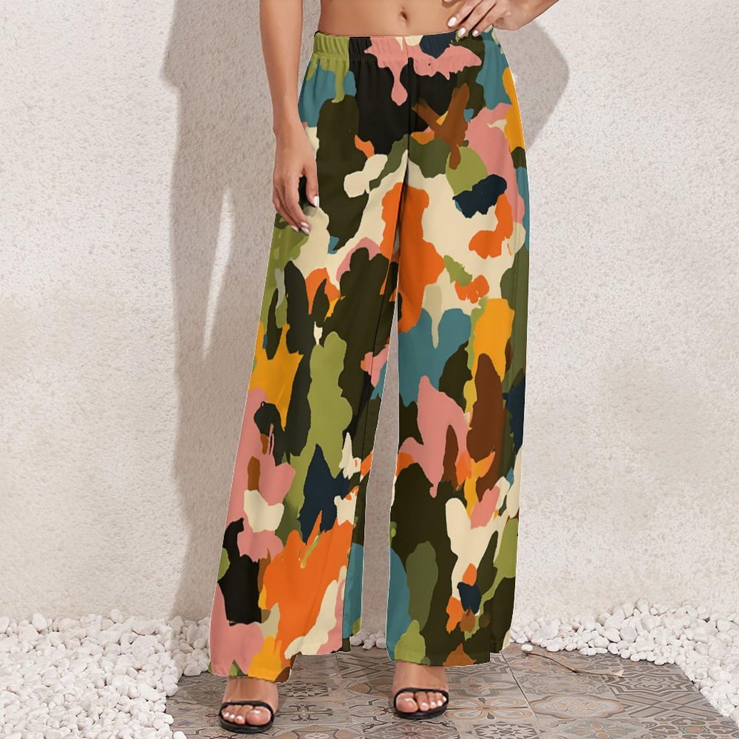 awodent Loose Camouflage Wide Leg Pants for Women High Waisted Sports Athletic Lounge Pants Summer Beach Yoga Sweatpants Plus Size Vacation Trouser 4XL