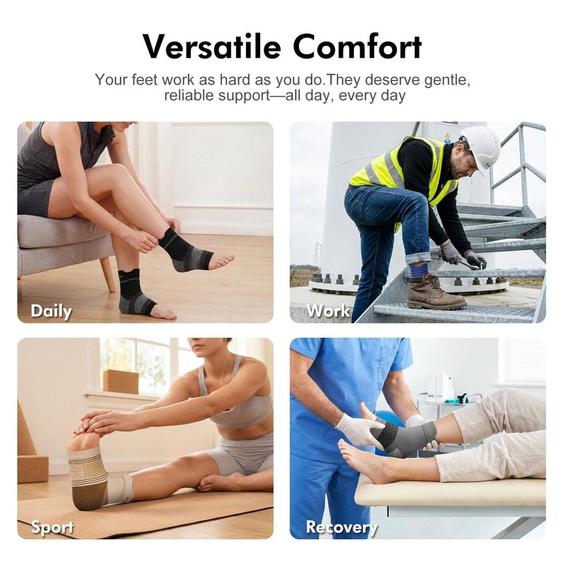 6 Pairs Plantar Fasciitis Socks for Men & Women, Ankle Brace Compression Socks with Arch Support for Achilles Tendonitis, Heel Pain, Swelling & Arthritis Relief, White, Large