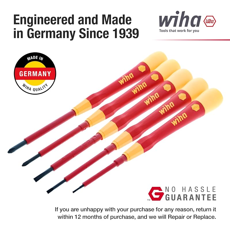 Wiha PicoFinish Insulated Precision Screwdriver Set - Slotted & Phillips, 5-Piece (Variation: Slotted & Phillips PicoFinish Set)