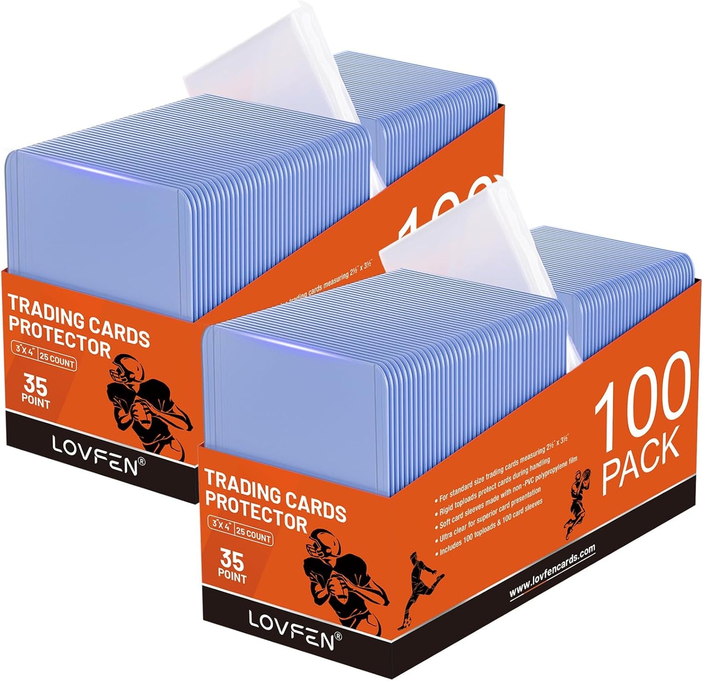 200 Toploads for Cards & Penny Sleeves 35PT Hard Plastic Card Holders 3x4 Baseball Card Protectors for TCG Sports Football Collectible Cards