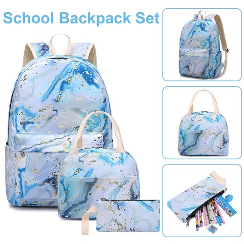 Bluboon Teen Girls School Backpack Kids Bookbag Set with Lunch Box Pencil Case Travel Laptop Backpack Casual Daypacks