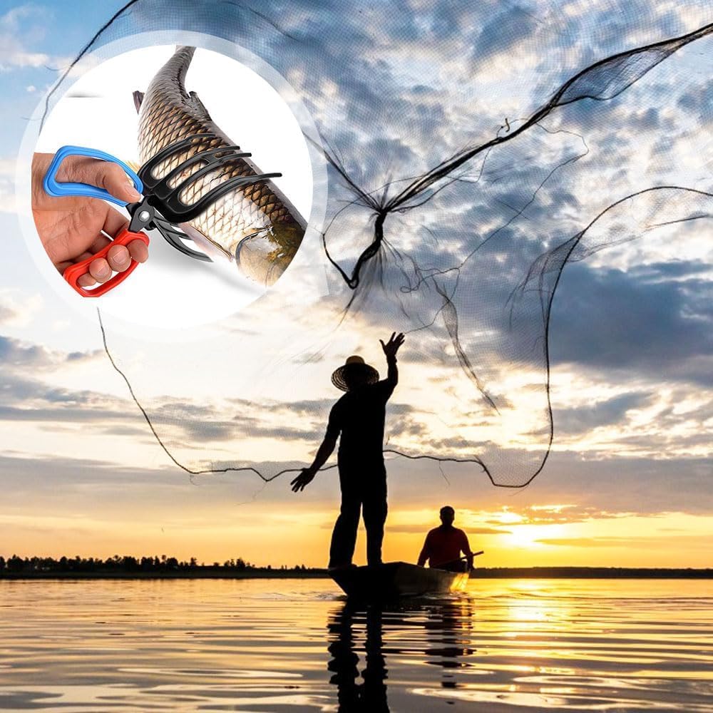 3 Claw Fish Gripper, Fishing Pliers Gripper, Metal Fish Control Clamp Claw Tong Grip Tackle Tool, Multi-Functional Lightweight Non-Slip Fish Claw Gripper for Catch Fish Fishing Accessories (3 Claw)