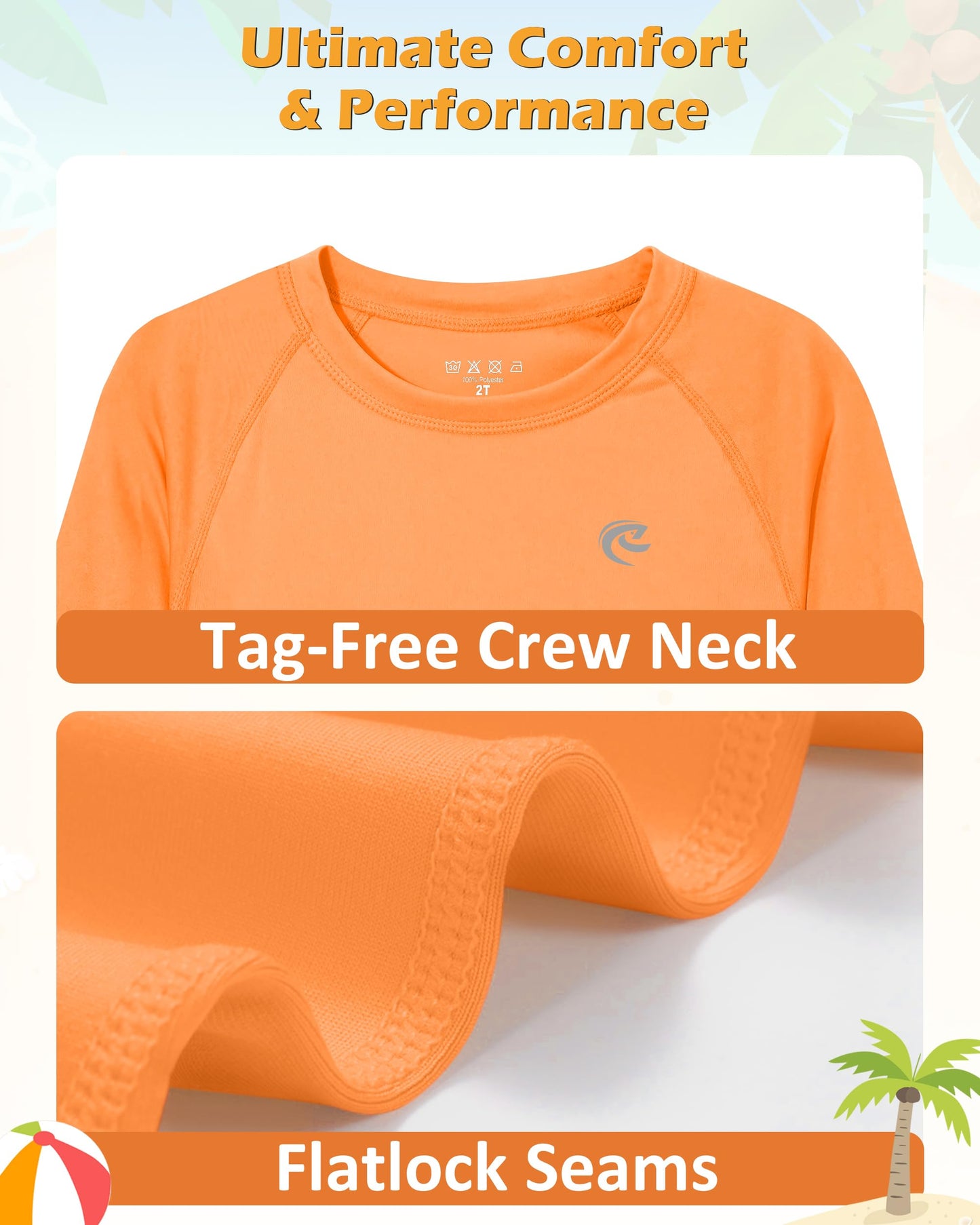 Boys UPF 50+ Swim Shirt Long Sleeve, 1 or 2 Pack UV Sun Protection Rash Guard, Youth Kids SPF Water Shirts for Beach Surf