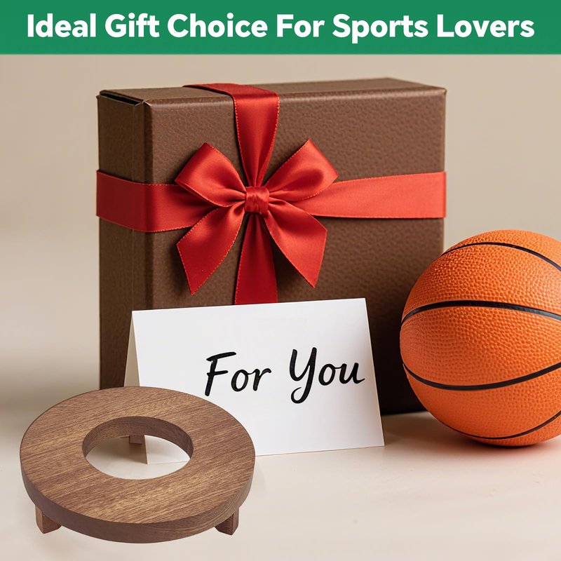 SINNNBLE Wooden Football Stand Holder for Display and Storage of Soccer, Basketball, Football, Volleyball, Rugby, Bowling Balls, Crystal Ball
