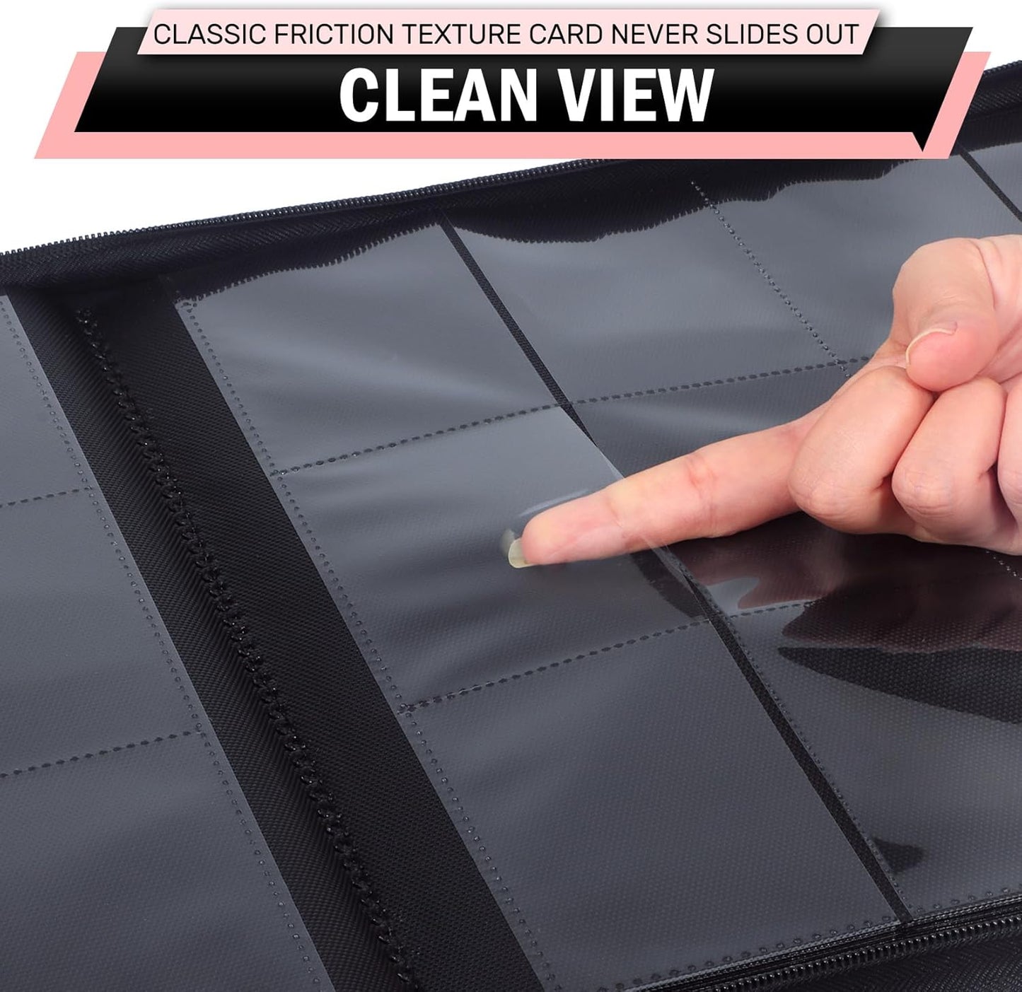 12 Pocket Card Binder, Zipper Trading Card Binder, 720 Large Capacity Side Loading Non-Ring Card Album, Double Sided Acid-Free Card Protector Binder, Card Collection for TCG, MTG, Sport Card, Pink
