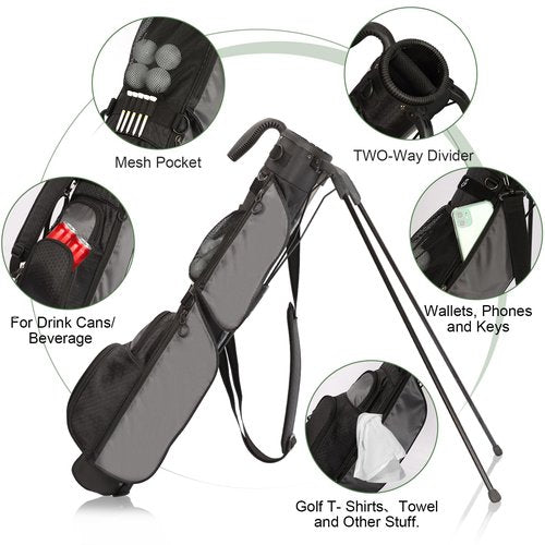Beutyal Small Golf Bag, Lightweight Golf Stand Bag Portable Par 3 Golf Bag Pitch and Putt Golf Club Carry Bag for The Driving Range, Executive Courses with Shoulder Strap for Men Women
