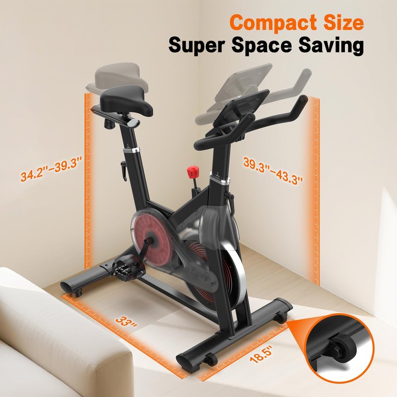 HXD-ERGO Exercise Bike, Magnetic Resistance Indoor Bike, Stationary Bike for Home with Silent Belt Drive, Adjustable Resistance, App Compatible Cycling Bike with LCD Monitor, 350lbs Capacity Workout Bike