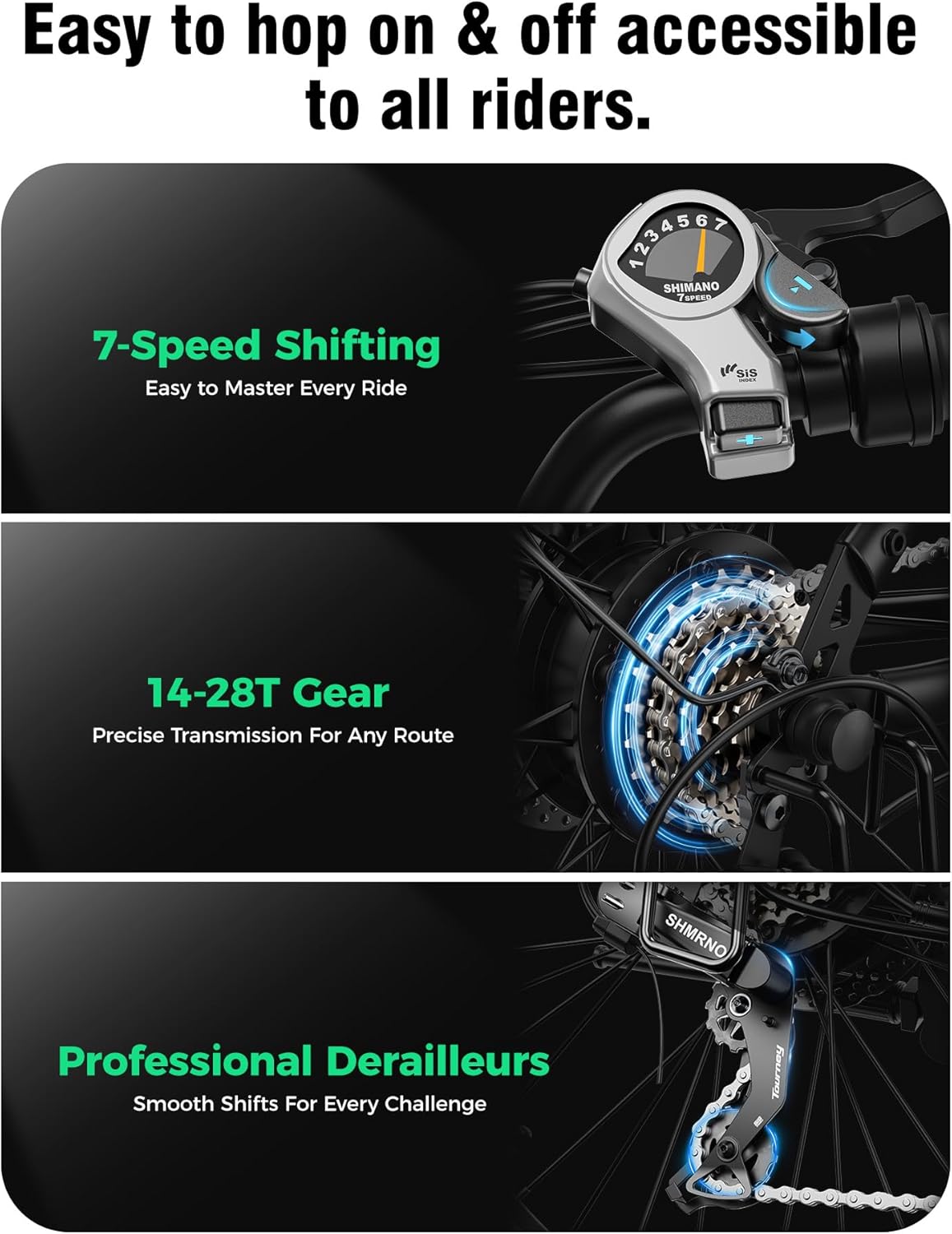 Electric Bike for Adults, 26" Up to 1000W Peak Motor Ebike 45+ Mile Range Brushless City Ebike, 25Mph 7-Speed Commuter E-Bike with Removable 360Wh Battery for Commuting, Outdoor Leisure