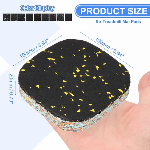 PATIKIL 6 Pcs Treadmill Mat Pads, 4x4x0.8 High Density Foam Anti Vibration Pad Sound Proof Floor Mat Exercise Equipment Mat for Carpet Protect Noise Reduction Home Gym, Yellow