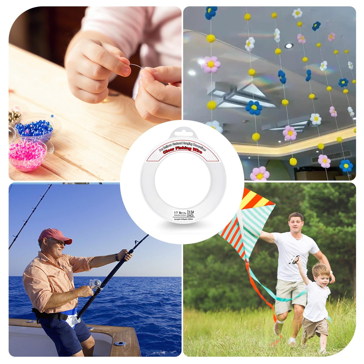 540Yards Clear Fishing Wire 0.3 mm, Invisible Fishing Line Wire Nylon String Supports 17 Pounds for Hanging Balloon Garland, Picture, Jewelry Making Beading Threads Cords