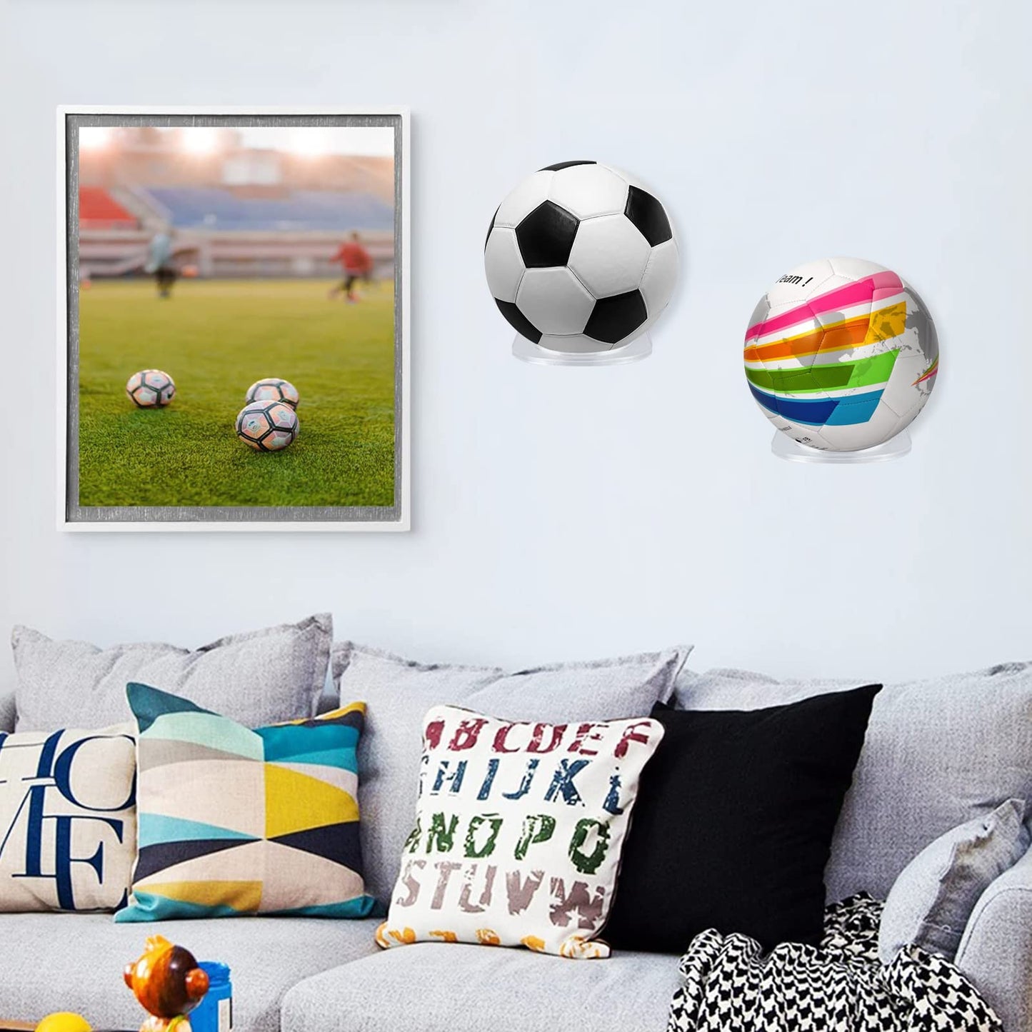 BiJun Basketball Holder Wall Mount, Acrylic Football Display Rack, Clear Ball Storage Hanger Wall Mount, for Football, Basketball, Volleyball, Rugby and Soccer