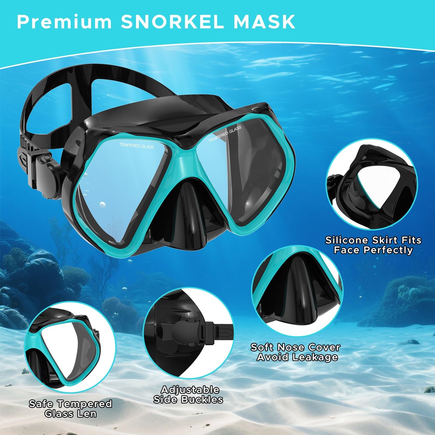 2 Pack Snorkeling Gear for Adults, Dry Snorkel, Mask Set Adult, Diving Scuba Mask, Scuba Gear, Swimming Goggles with Nose Cover, Swim Freediving Tempered Glass Panoramic View Travel Packages