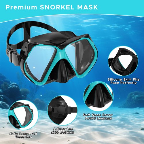 2 Pack Snorkeling Gear for Adults, Dry Snorkel, Mask Set Adult, Diving Scuba Mask, Scuba Gear, Swimming Goggles with Nose Cover, Swim Freediving Tempered Glass Panoramic View Travel Packages