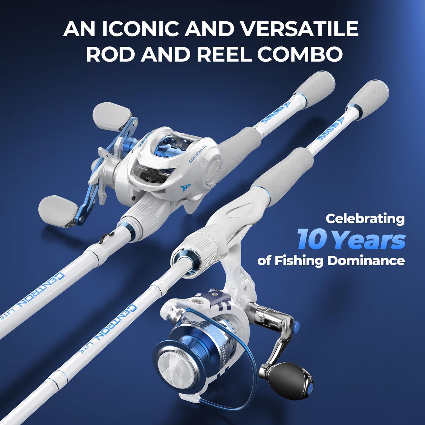 KastKing Centron Lite Baitcasting Fishing Reel Combo 6'0" M Right Handed Reel White