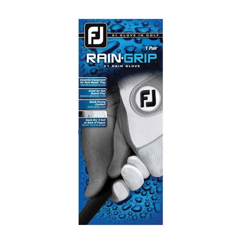 FootJoy Men's RainGrip Pair Prior Generation Golf Glove White/Grey, Medium/Large, Pair