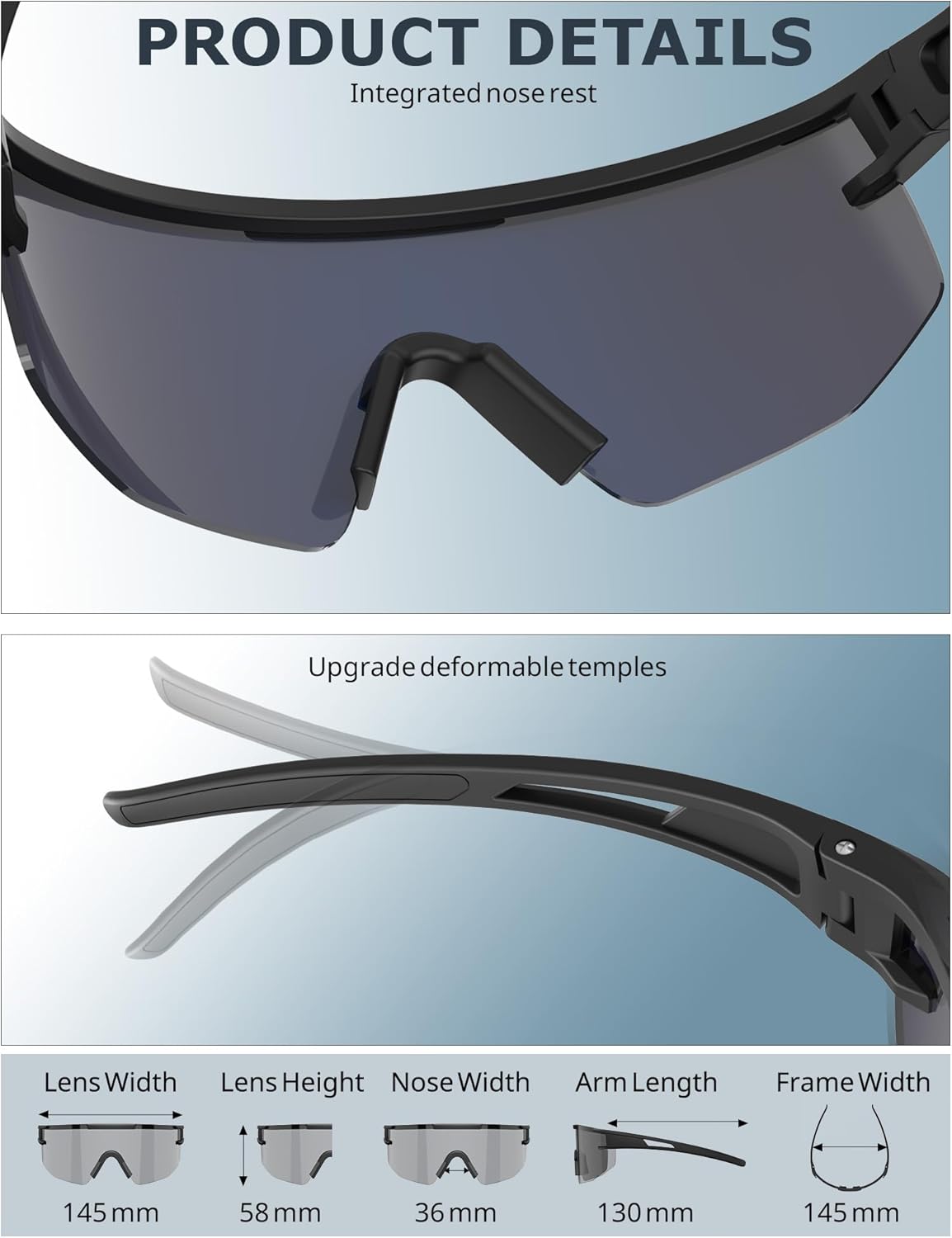 KALIYADI Polarized Sports-Sunglasses Men Running-Sunglasses: Cycling Sun Glasses Women UV400 Driving Fishing 3packs