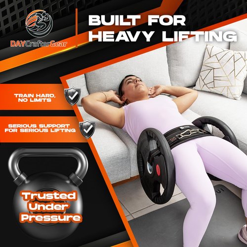 Hip Thrust Belt for Weights, Dumbbells & Kettlebells – Heavy Duty Glute Workout Equipment for Plates up to 300 lbs, with bonus straps for Dips & Squat Belt for Home & Gym