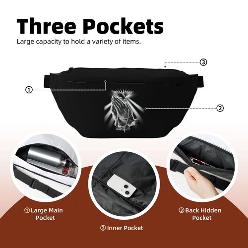 Jesus Cross Fanny Pack for Women Men Jesus Waist Wallet Bag Adjustable Belt Bags for Running, Shopping, Hiking