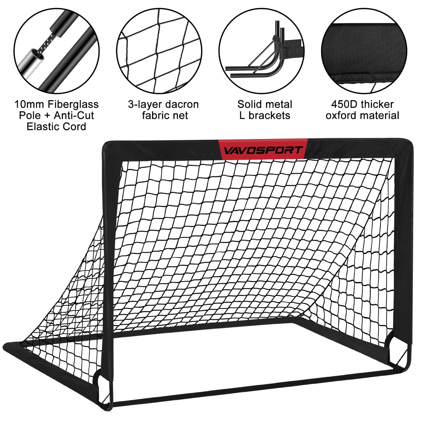 Kids Soccer Goals for Backyard Set - 2 of 4' x 3' Portable Soccer Goal Training Equipment, Pop Up Toddler Soccer Net with Soccer Ball, Soccer Set for Kids and Youth Outdoor Games, Sports, Play
