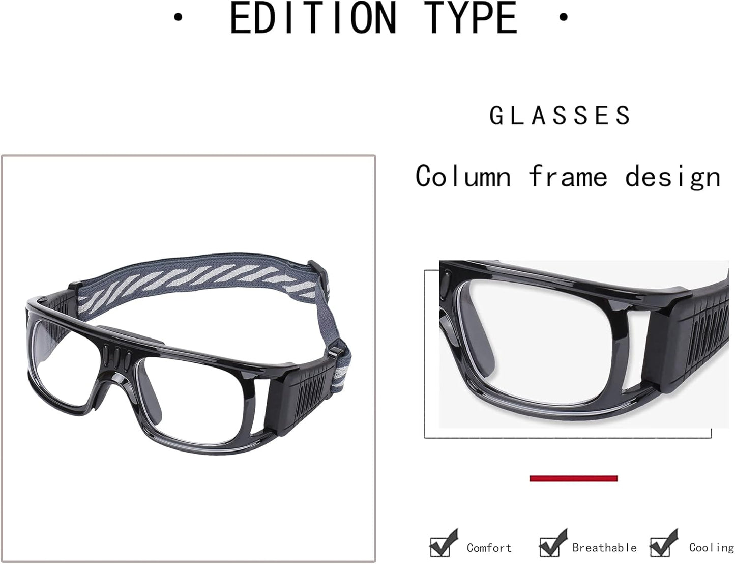 "N/A" Sports Goggles Glasses Men Racquetball Basketball Football Eyewear Protective Glasses Shock Collision Lens Replaceable