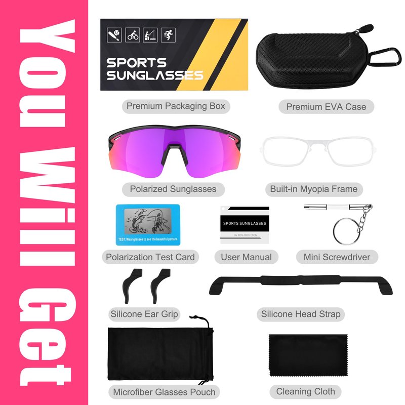 AJBAY Polarized Sports Sunglasses for Men Women,Wrap Around Sun Glasses for Running Cycling Baseball Fishing Golf Hiking
