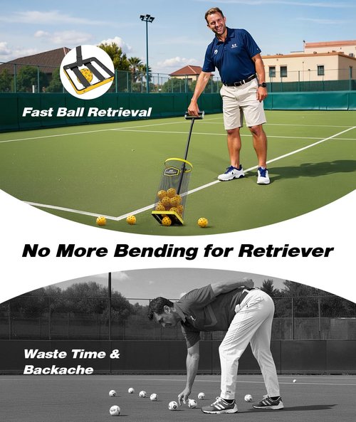 PodiuMax Tennis Ball Picker Upper, 30 Pickleball Picker Upper, 42 Tennis Ball Collector, Portable Pickleball Retriever for Easy Collection & Storage