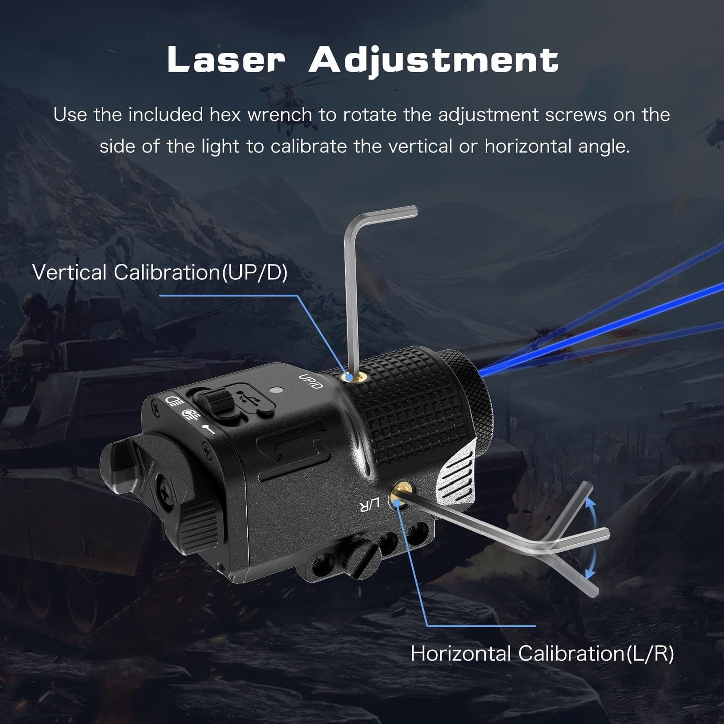 Laser Light Combo for Pistol Rifle- 800 Lumens Laser Beam and Flashlight for Handgun with Picatinny 1913 Rail, Tactical Flash Light Blue Gun Beam Laser Light Combo, USB C Rechargeable 500mAh Battery